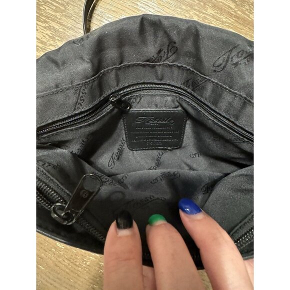 Vintage 1954 Fossil Pebbled Leather Shoulder Bag 75082 Black Crossbody Purse Y2K - Picture 7 of 11